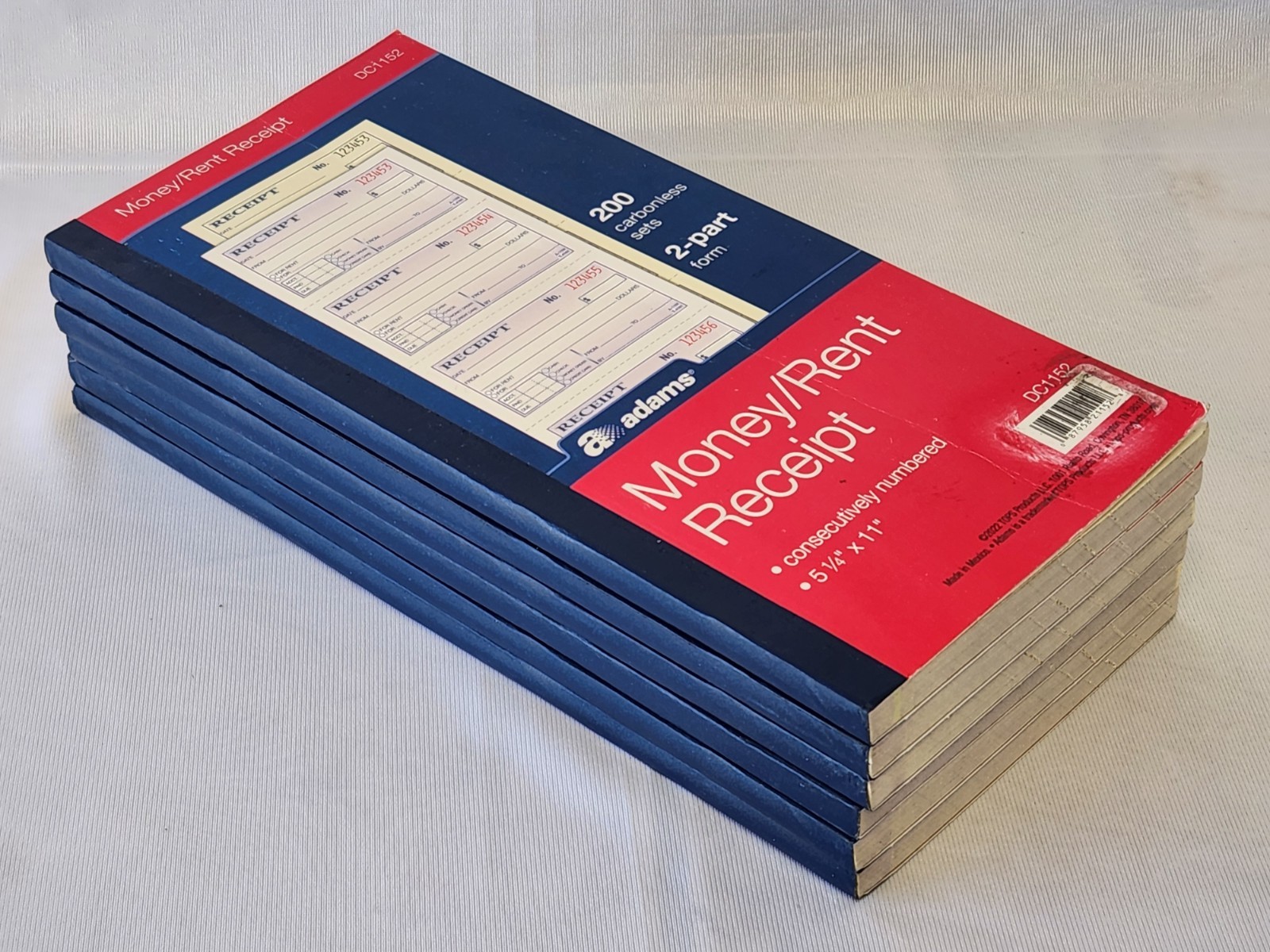 Adams DC1152 Money/Rent Receipt Book Two-Part 4.75 x 2.75 200 Forms/book 6 BOOKS