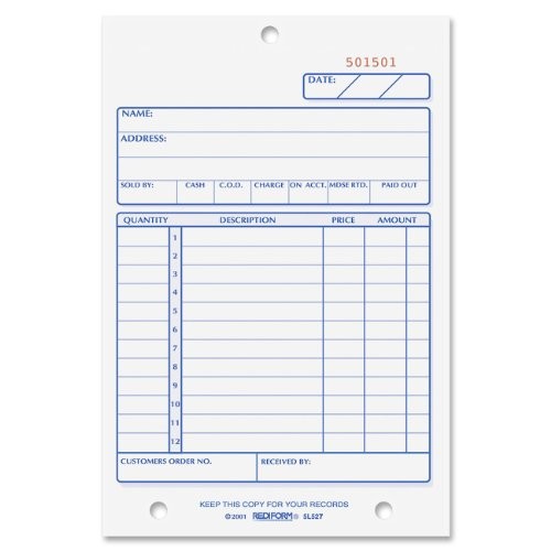 Rediform 5L527 Carbonless Sales Forms 50 Sheets 2 Part 4.25×6.37