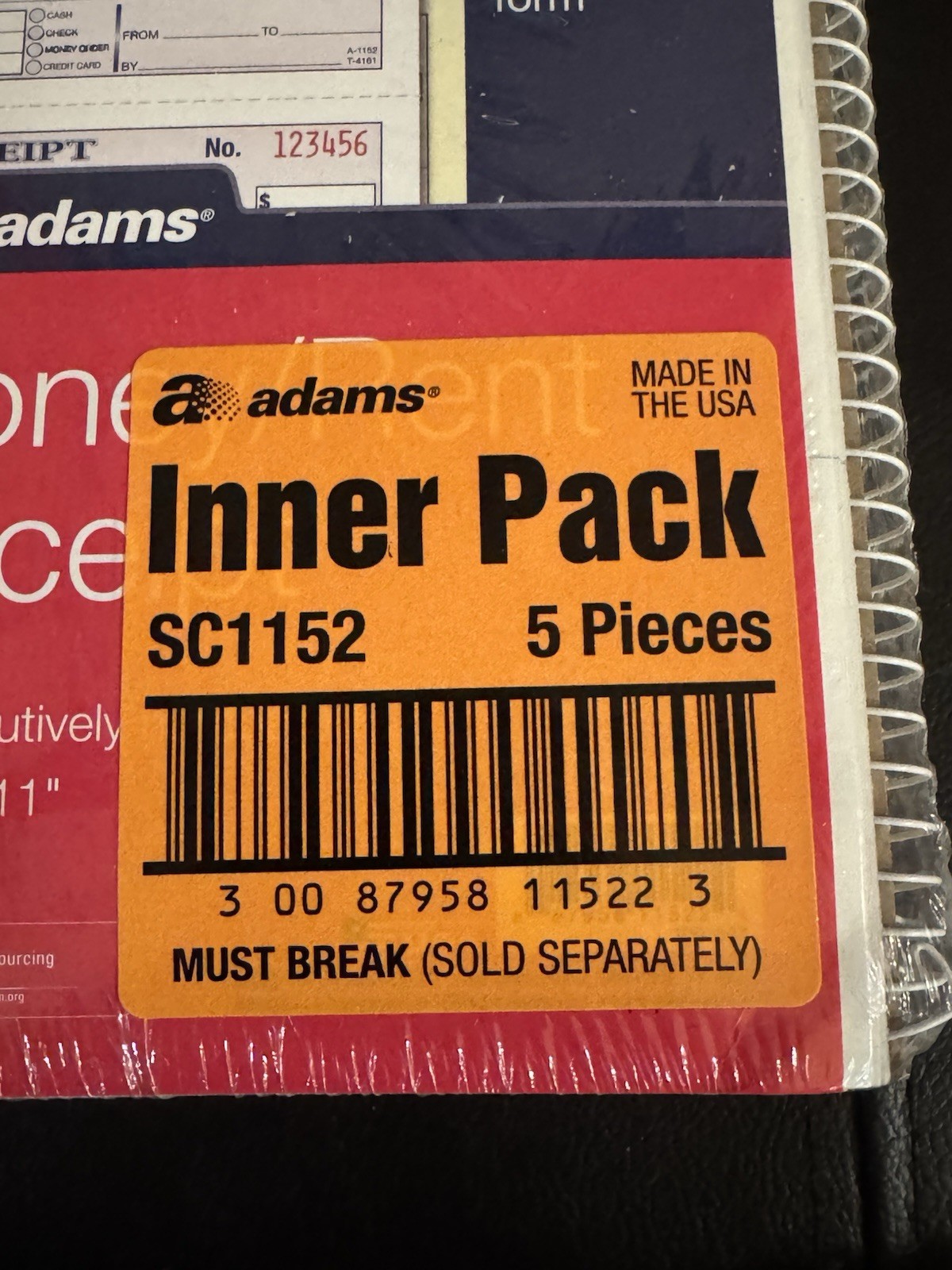 Adams SC1152 Carbonless Receipt Book, 5 1/4″ x 11″, 2-Part, 200 Sets – 5 BOOKS