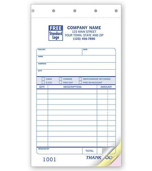 Sales Slip, Classic Small Design / 4.25″ x 7″ / NEBS Deluxe 80