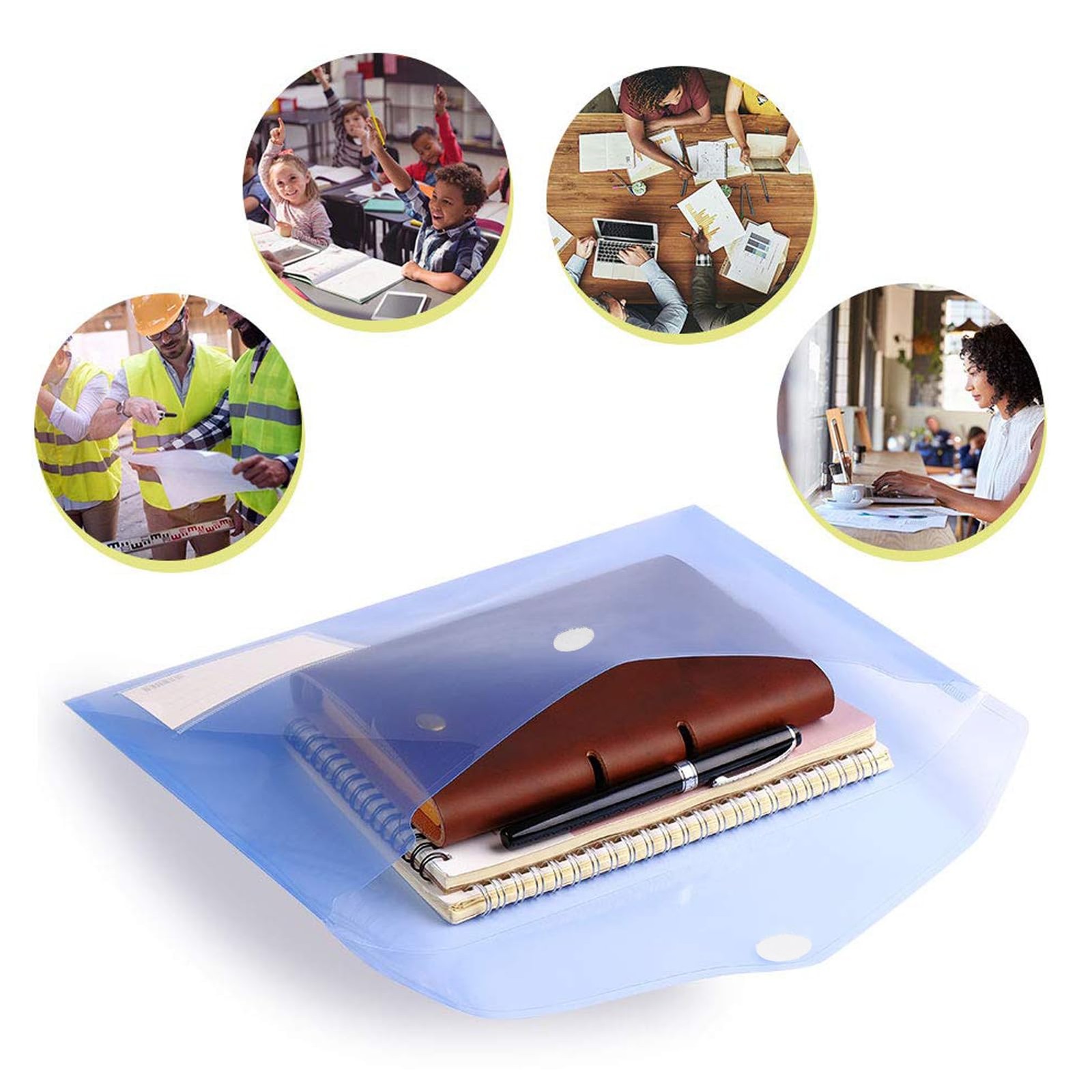 10 Pack Plastic File Folders with Pockets, Letter A4, Assorted Colors