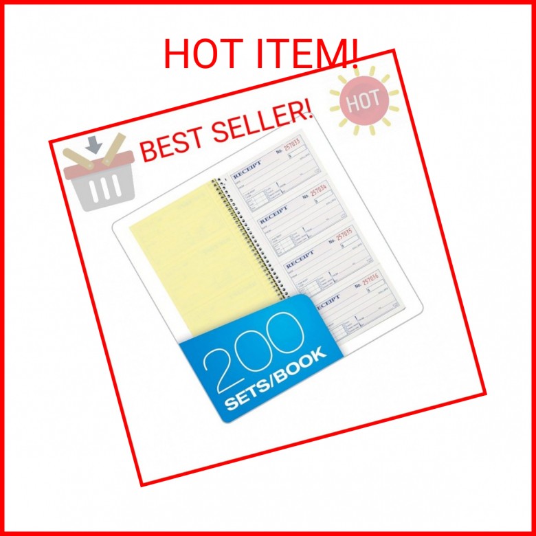 Adams Money and Rent Receipt Book, 2-Part Carbonless, 5-1/4″ x 11″, Spiral Bound