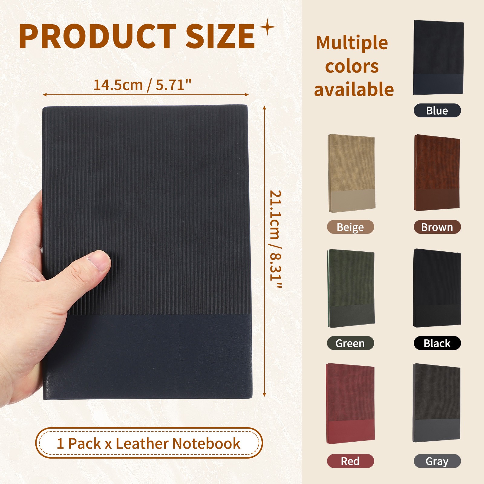 Hardcover Leather Lined Note Book, 100 Pages 8.3×5.7″ A5, Blue