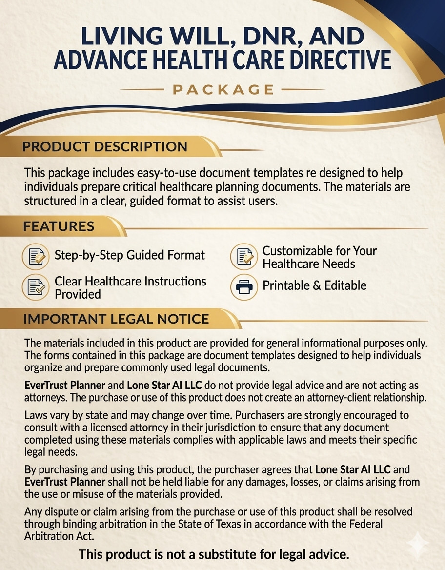 2026 Living Will Kit & Medical Power of Attorney Forms