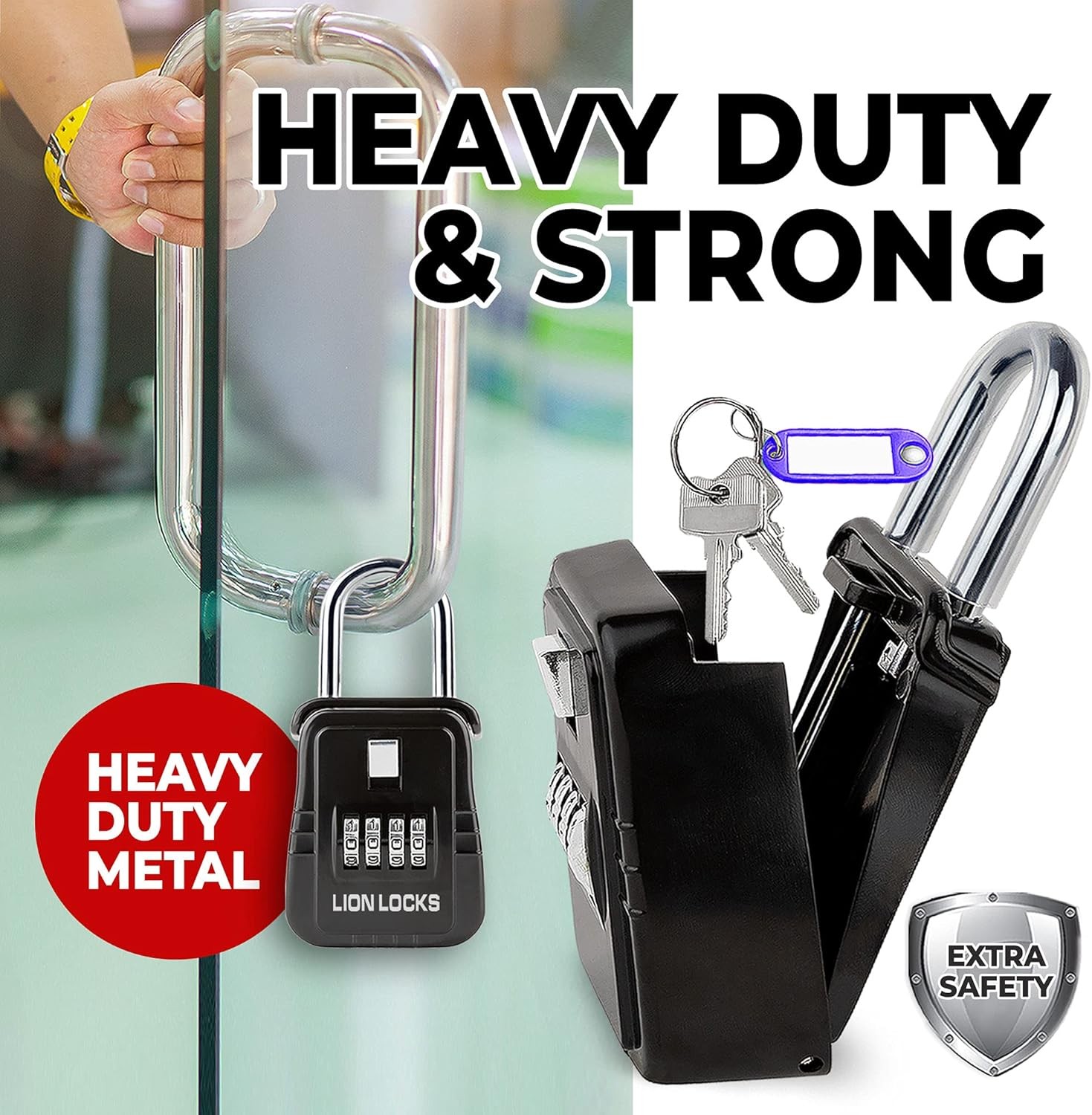 Lion Locks 1500 Key Lock Box with Code, Lockbox for Keys Outdoor, Realtor