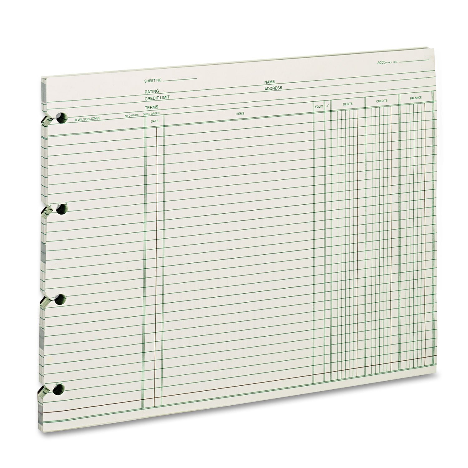 Wilson Jones Ledger Paper, Balance Ledger, 9-1/4″ x 11-7/8″, Green, 100 Sheets