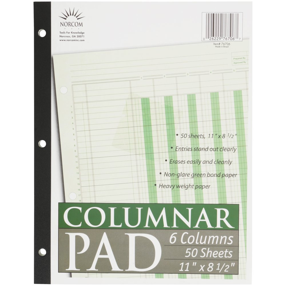 6 Columns Columnar Ledger Pad Accounts and Orders Managing Letter Size 50 Sheets
