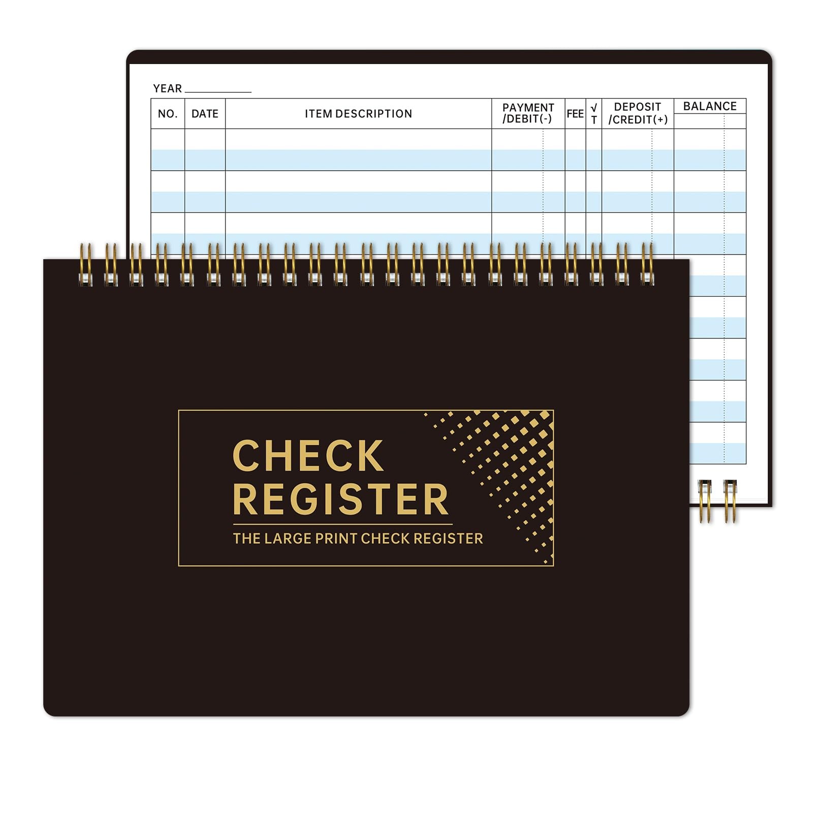 Checkbook Register Book, Large Print Spiral Bound 8.5” x 6” Financial Ledger…