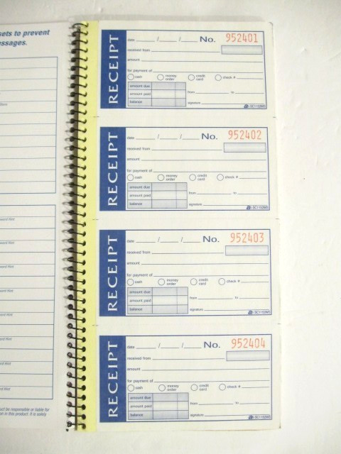 Reciept Book: Adams 2-Part (Duplicate); 200 5 1/4 ” X 2 3/4 ” Carbonless