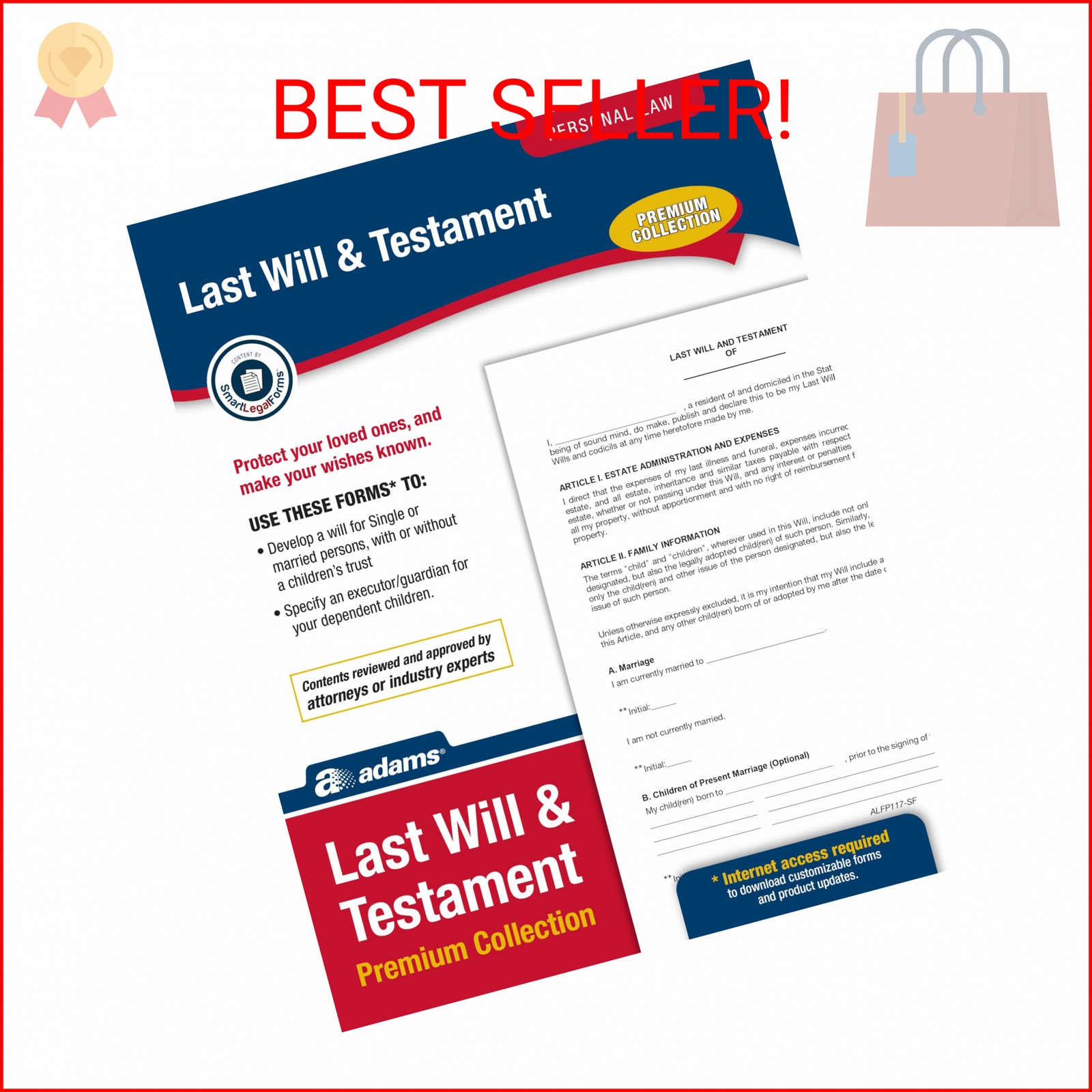Adams Last Will & Testament Forms, Downloadable, Fillable Forms in PDF or Word P