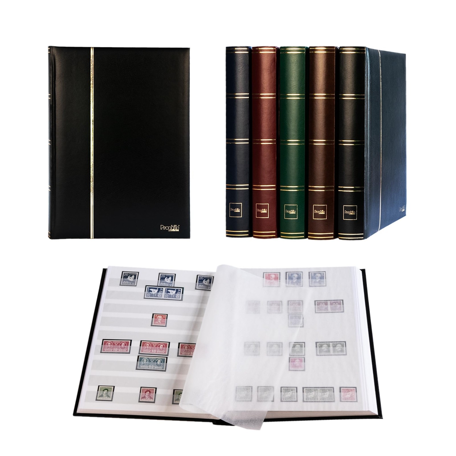 Prophila stockbook Stamp Album (New) 60 White Sides, Black Cover ys/m,