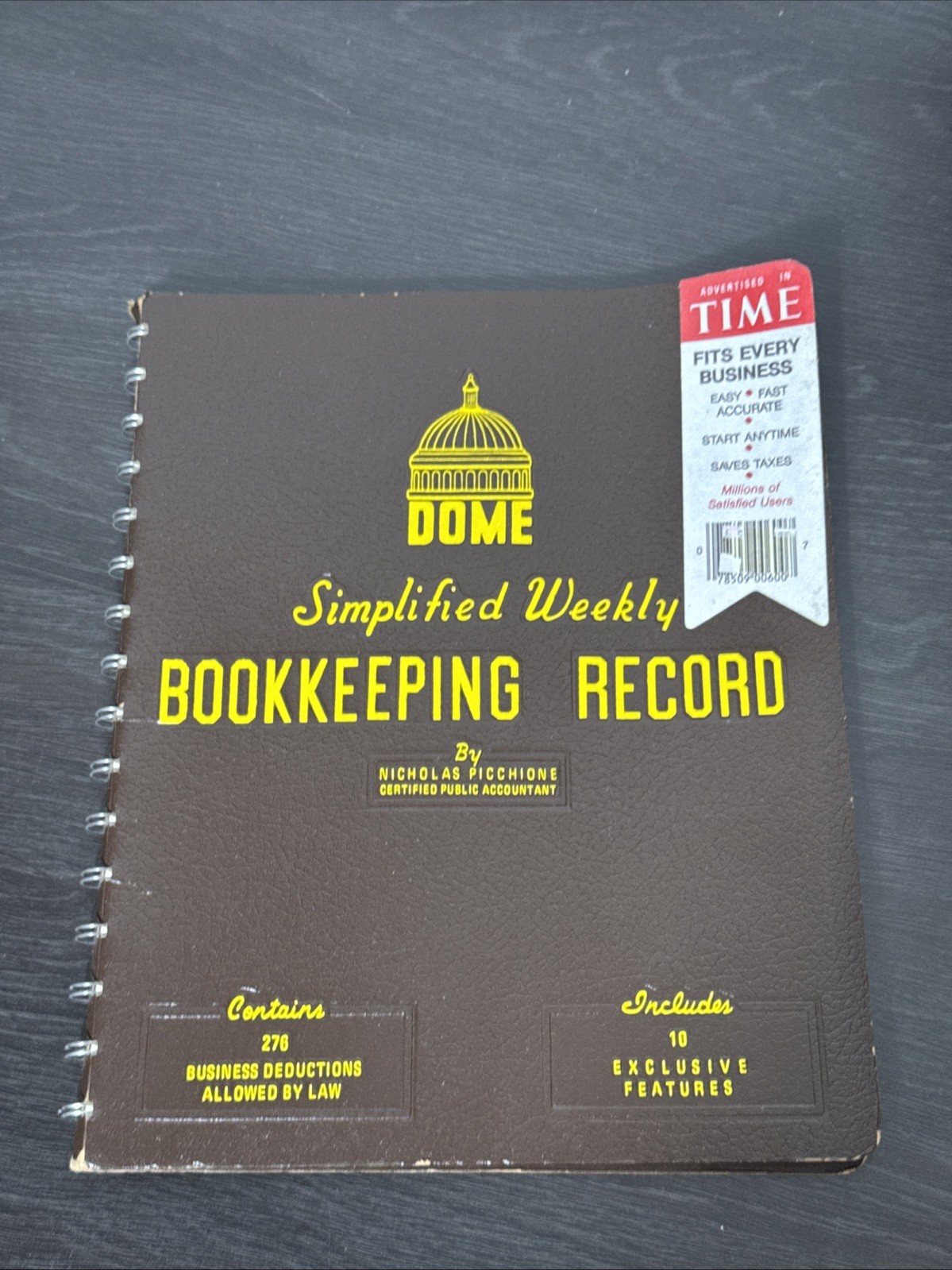 Vintage 1985 Dome Simplified Weekly Bookkeeping Record No. 600:Picchione Unused