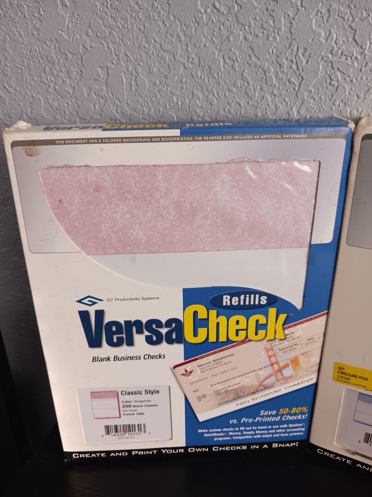 2-Pack VersaCheck Blank Business Checks – Burgundy & Blue Classic Refill Sheets