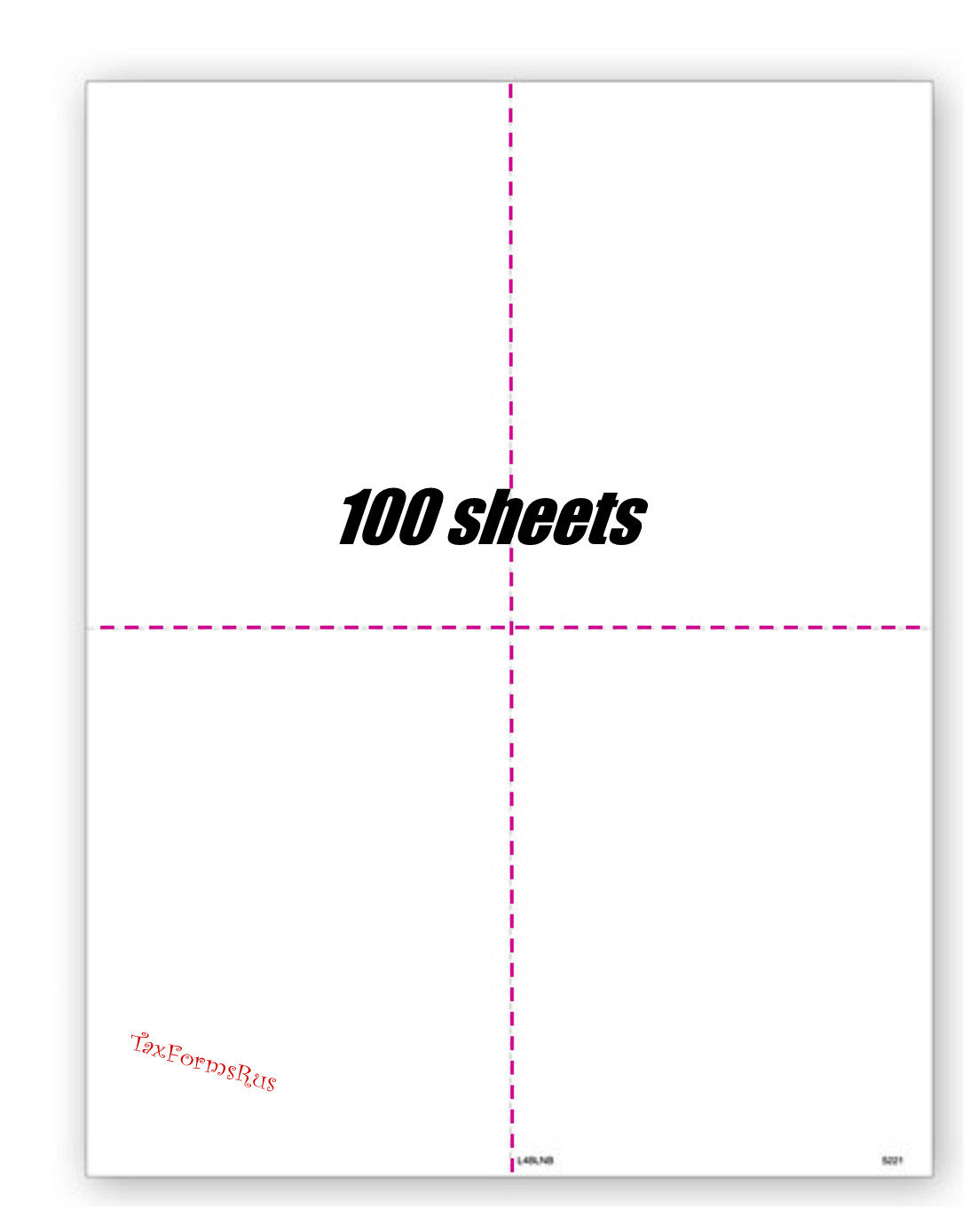 Blank Tax Forms:: 4-up W-2 100 sheets NO backer/instructions #TF5221 L4BLNB