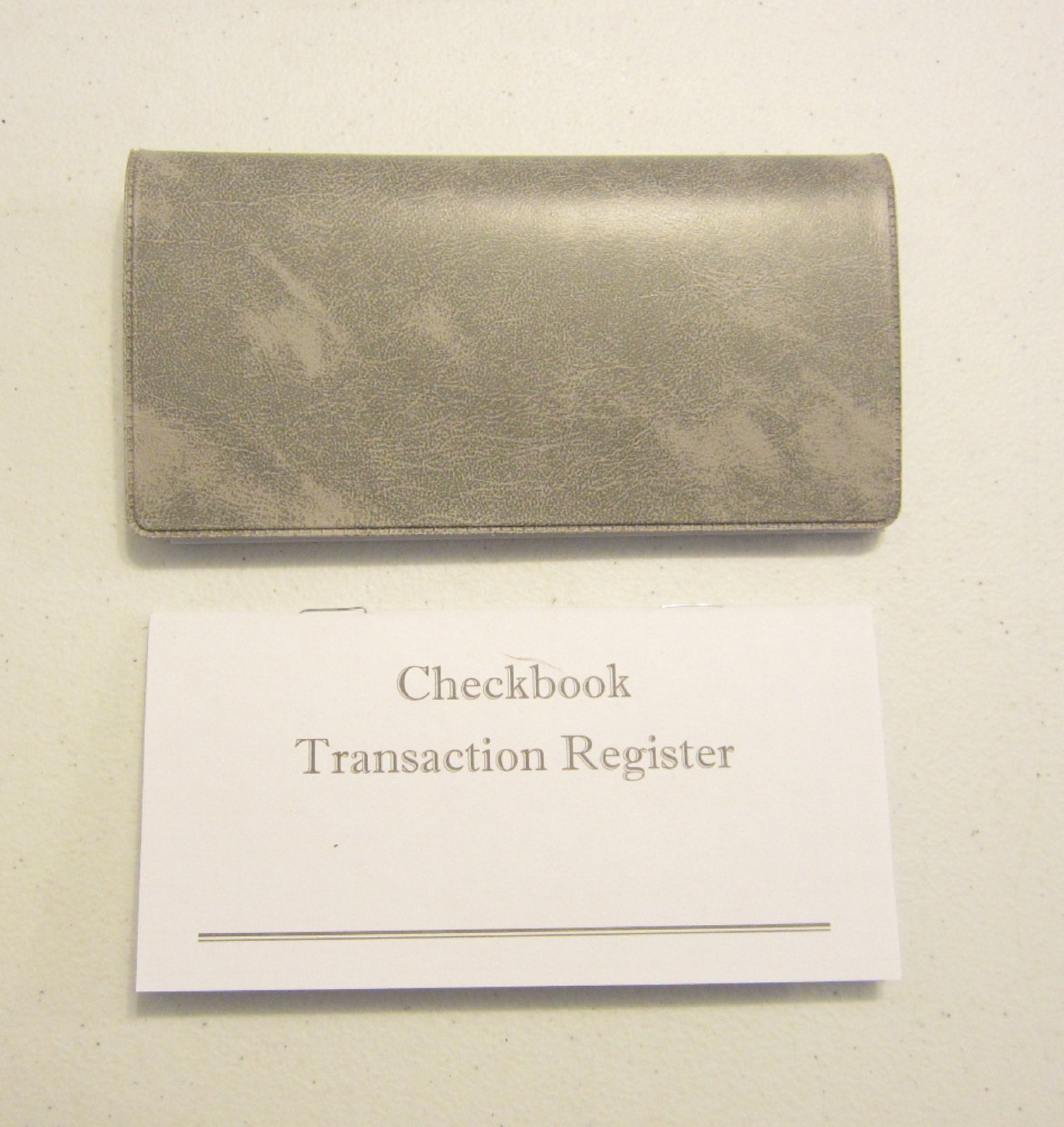 1 GREY MARBLE VINYL CHECK BOOK COVER & 6 CHECKBOOK TRANSACTION REGISTERS