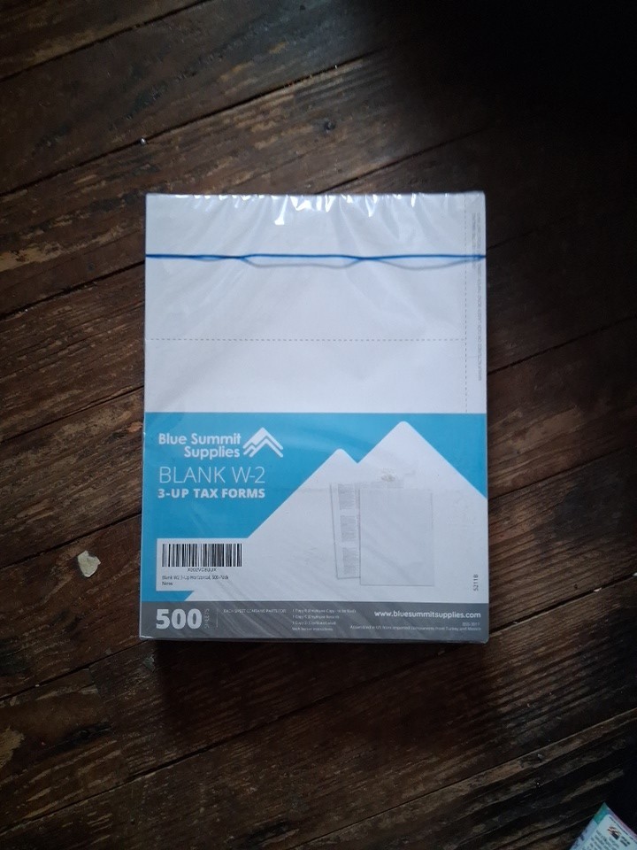 Blue Summit Blank W-2 3-UP Tax Forms 500 Employee Sets Perforated Laser Inkjet