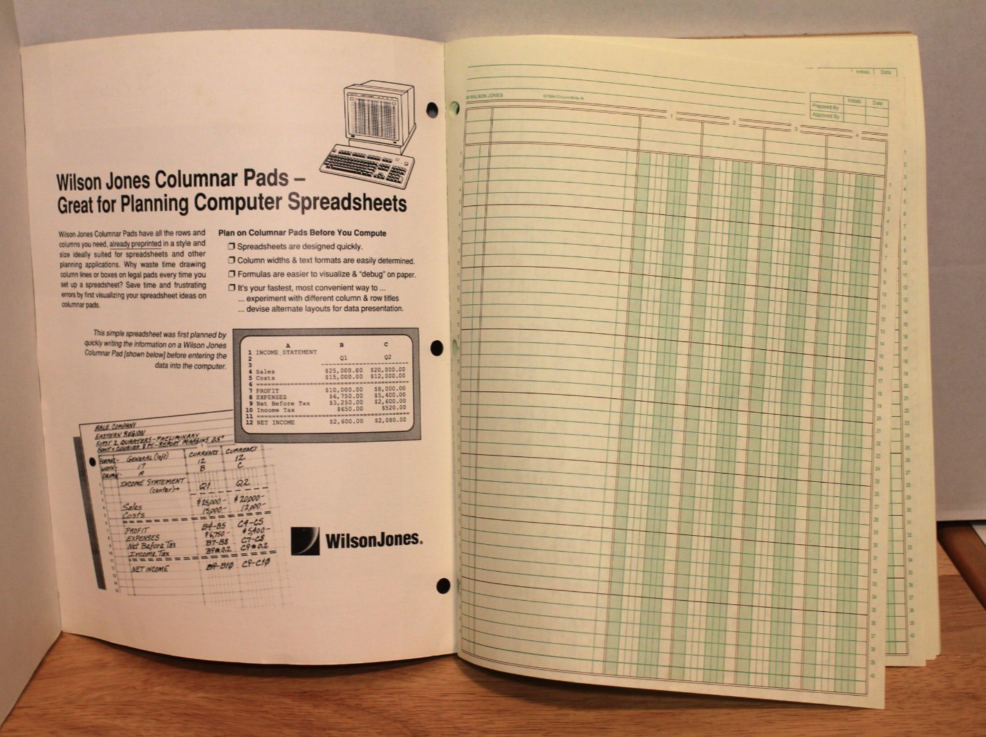 Wilson Jones Column Write Columnar Pad 3 Punched 50 Sheets 4 Columns 11 x 8.5″
