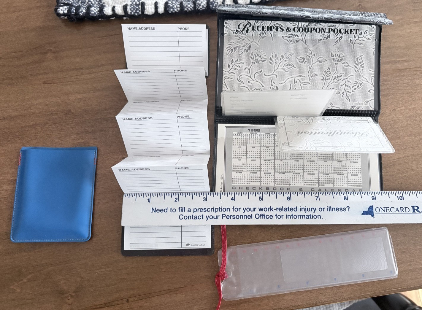 VTG Personal Checkbook Register+Pocket Address Book+6″ Magnifying Ruler Set c
