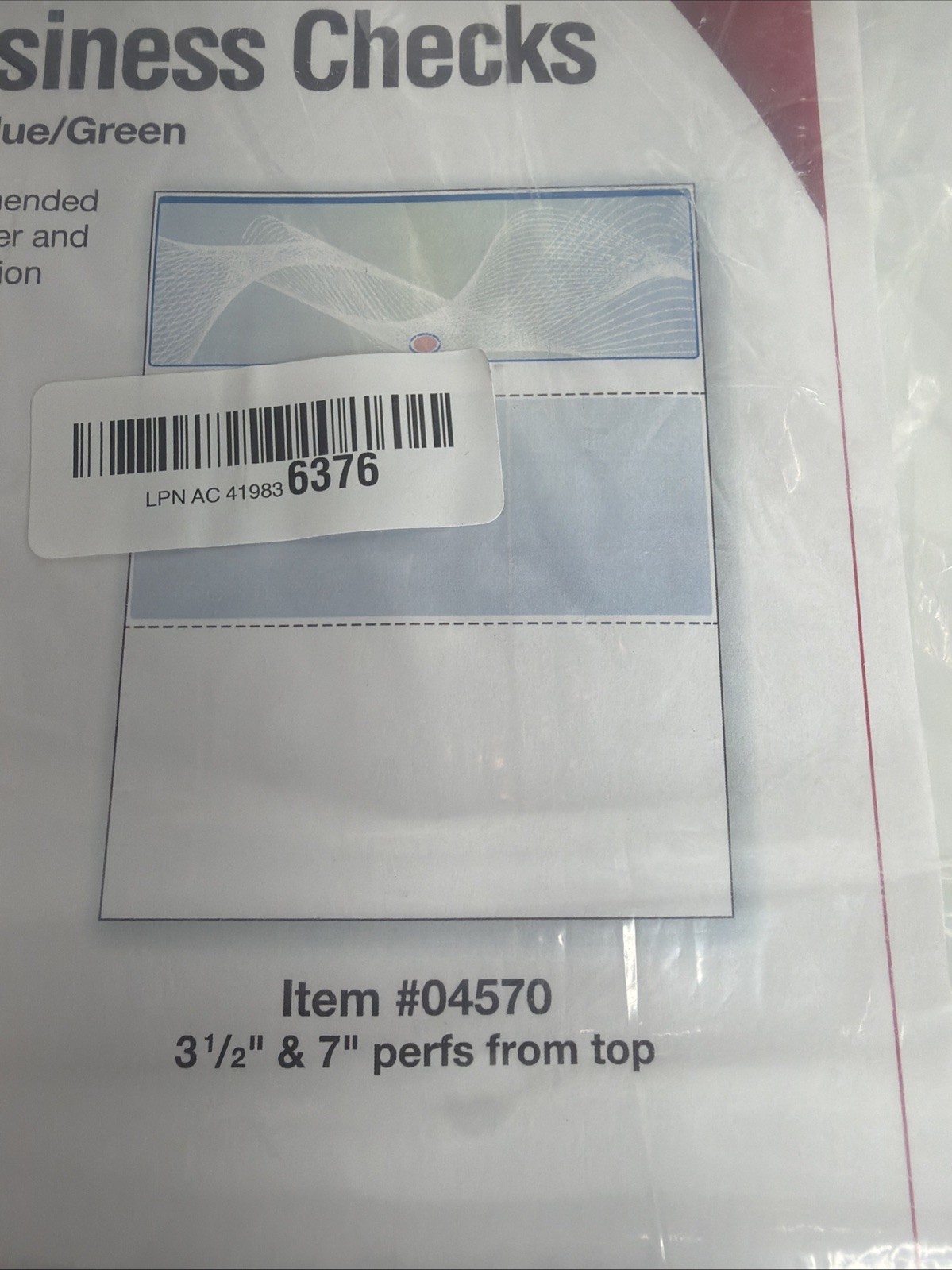 DocuGard Prismatic Business Checks 3/pg Blue Green 2500 Sheets 8.5×11
