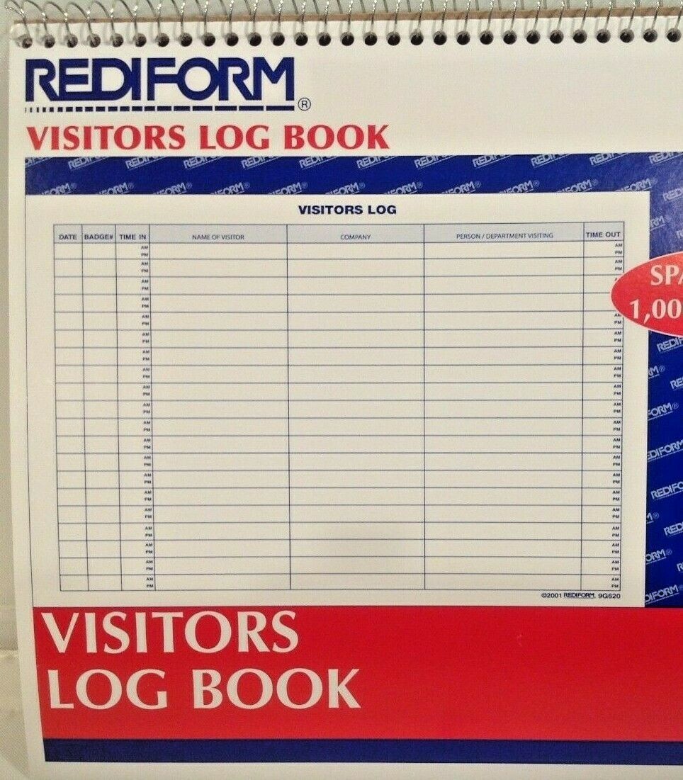 Rediform Visitors Log Book 50 Pages 1-Part Wire Bound White 11″ x 8.5″ 9G620 NEW