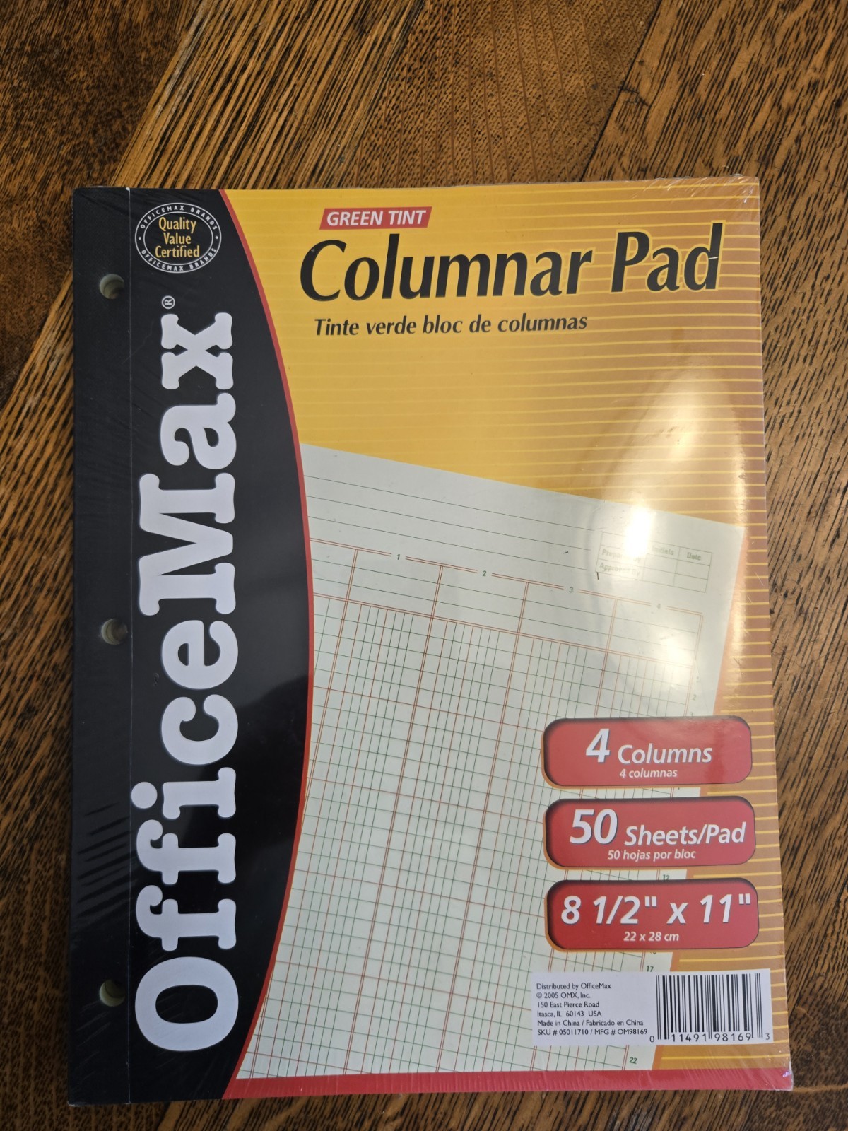 2 pk Columnar Pad 4 Column 11″ X8 1/2″ Green OfficeMax NEW NOS 100 sheets total