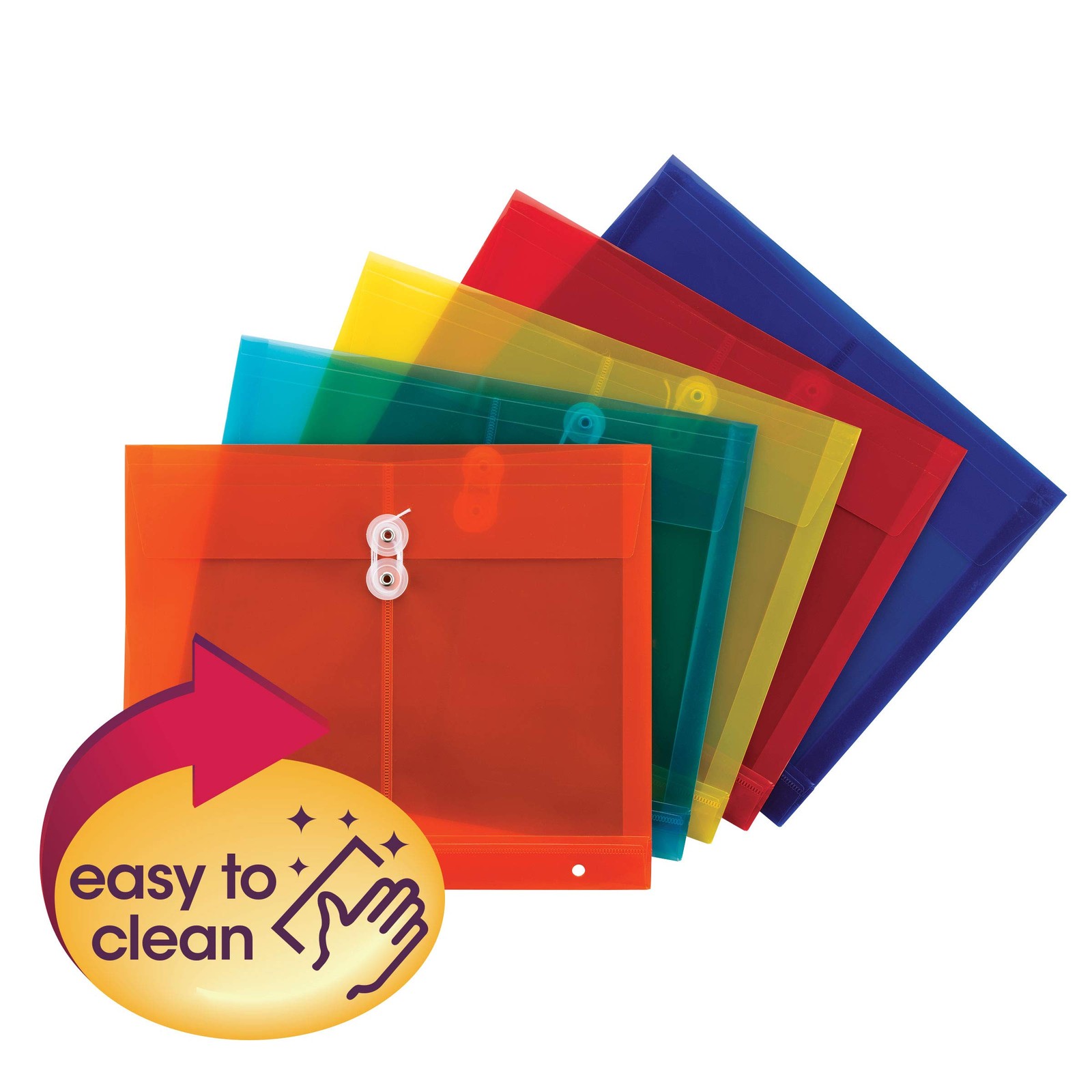 Smead Poly Project Envelope, 9-3/4 x 11-5/8 Inches (5-Pack), Assorted Colors