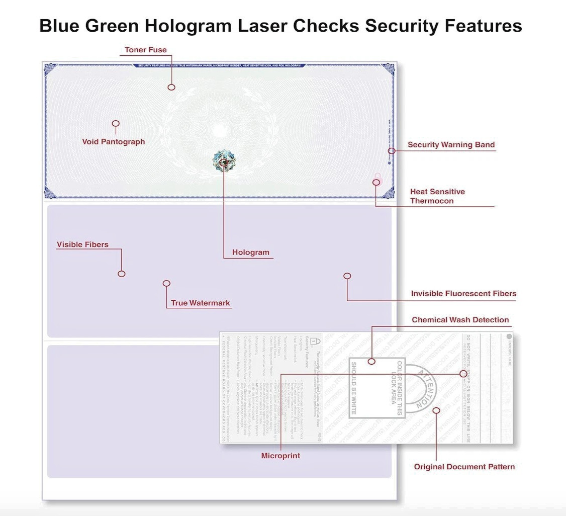 Blank Hologram Premium Computer Checks, Top High Security Laser Checks with Perf