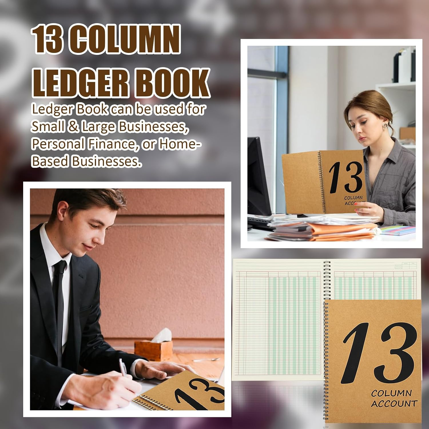 13 Column Ledger Book 8.5 * 11inch Account Book Notebook Columnar Pad Columnar P