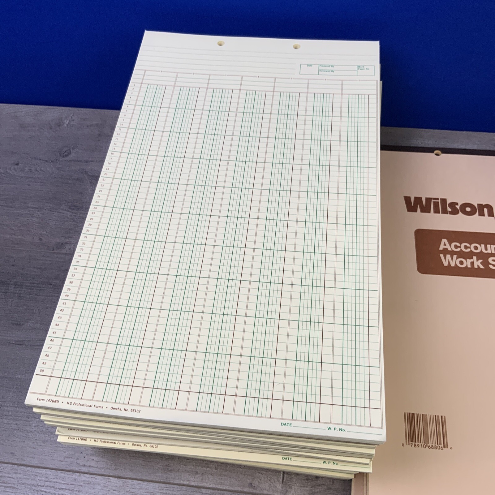 Accountants Work Sheets Wilson Jones WS06N 6 & Genric 7 Column Paper 8 ½” x 14″