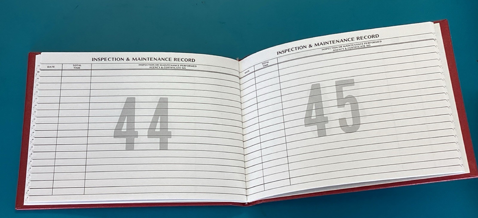 Engine Log Book Inspection Record