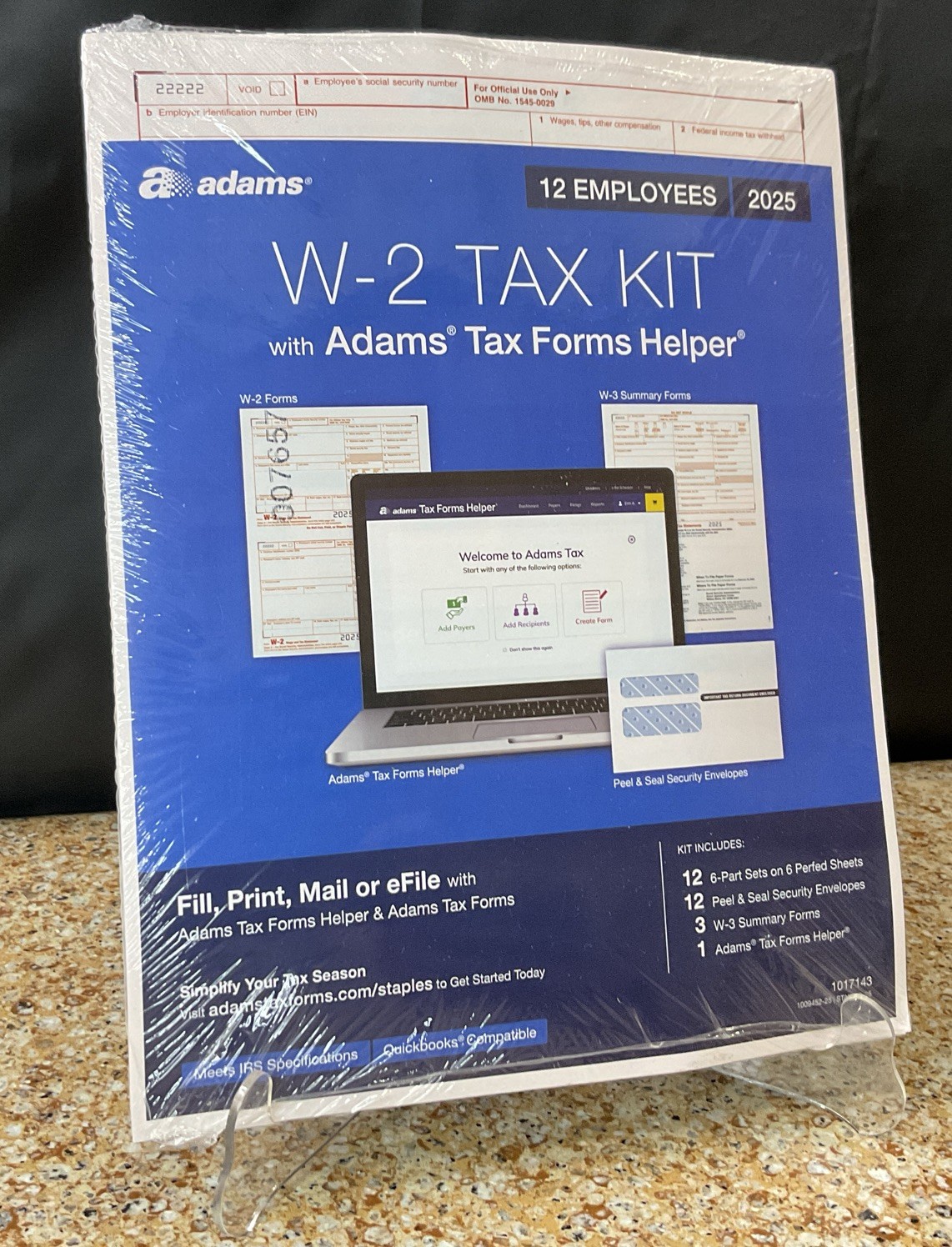Adams W-2 Forms 2025 6-Part Kit for 12 Recipients Includes 3 W-3 & 12 Envelopes
