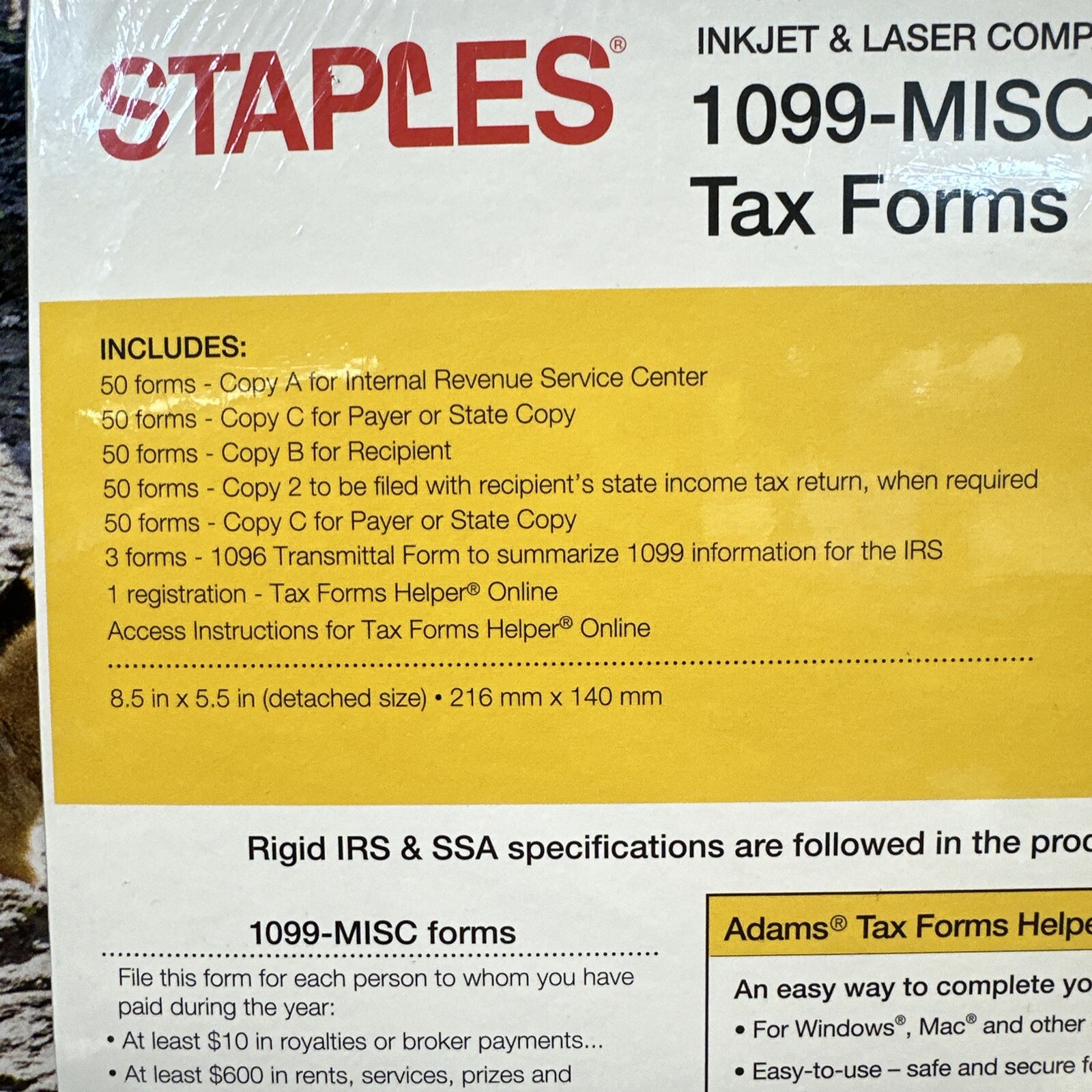 Staples 2017 1099-MISC Forms tax form helper Online 50 5 piece sets PC / Mac USA