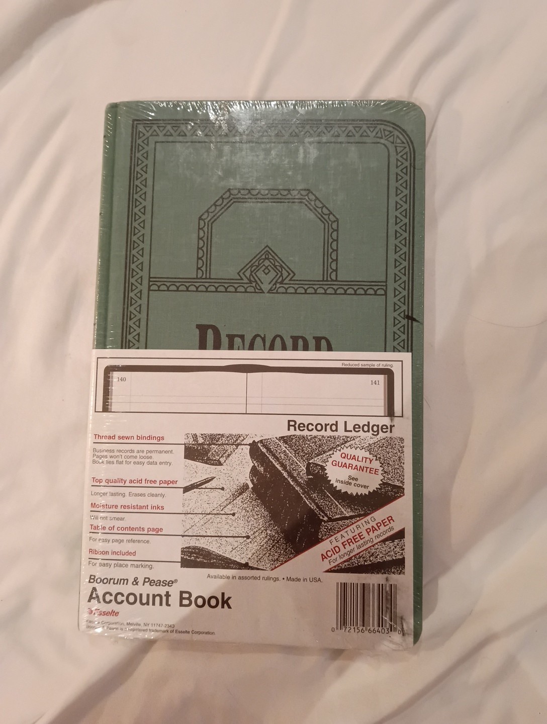 Esselte 66300R Canvas Record Book 300 Sheets Blue 12.12″x7.62″ – NEW SEALED