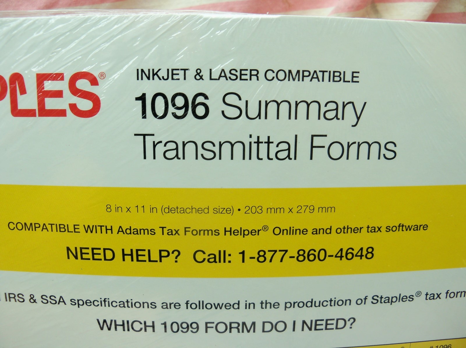 2017 Staples 1096 Summary Transmittal Forms 10 1-part Forms per Package USA NEW