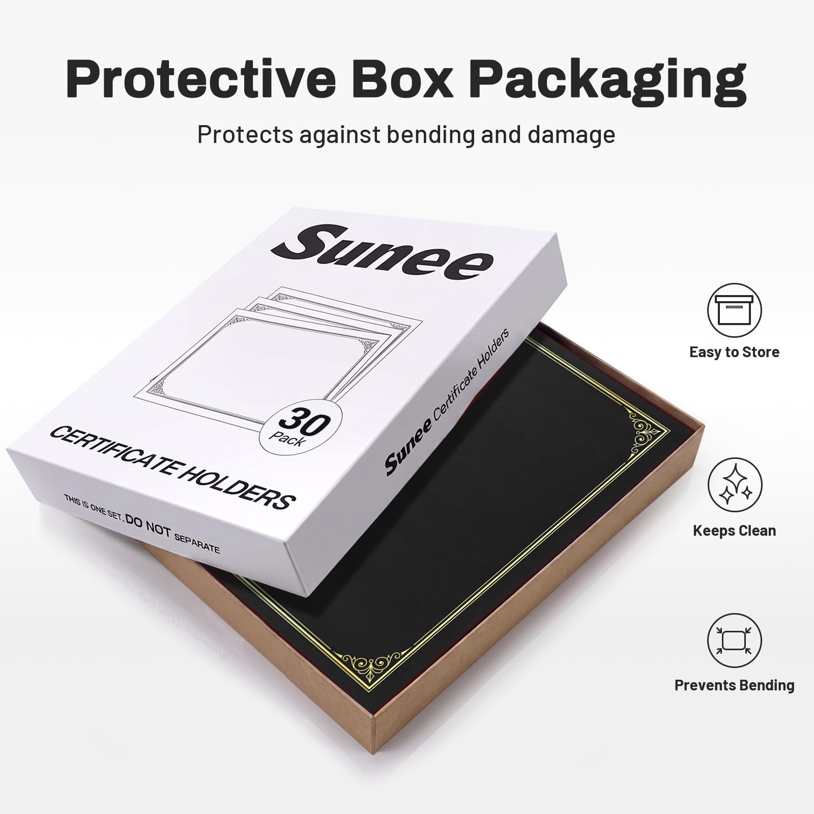 SUNEE Certificate Holders(Black, 30 Packs, New 8.5×11-30 packs, Black