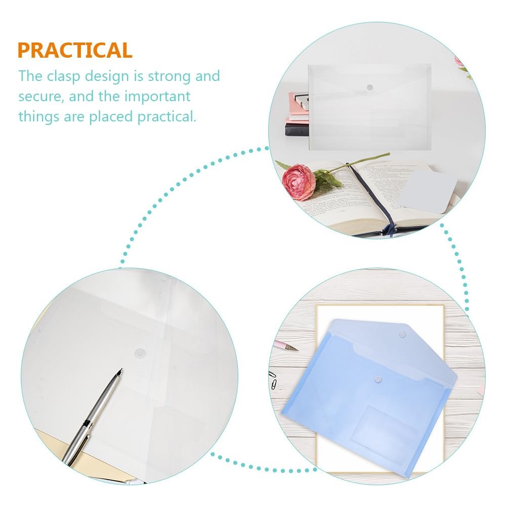 NUOBESTY 6Pcs Plastic Envelope Folders Pocket Assorted Color 6pcs