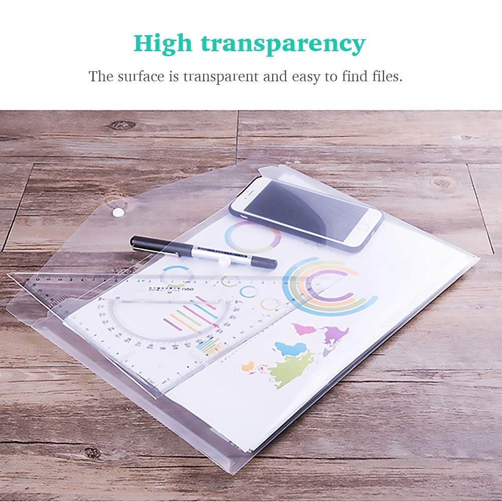 Clear Document Folders Transparent Filing Envelopes Waterproof 5,
