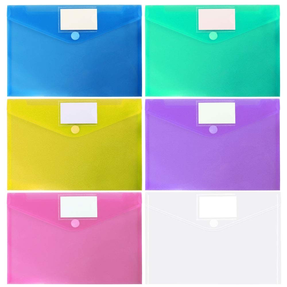 OUTYLTS 11 Pack Plastic Poly Filing Envelopes, Clear Document Multicolor