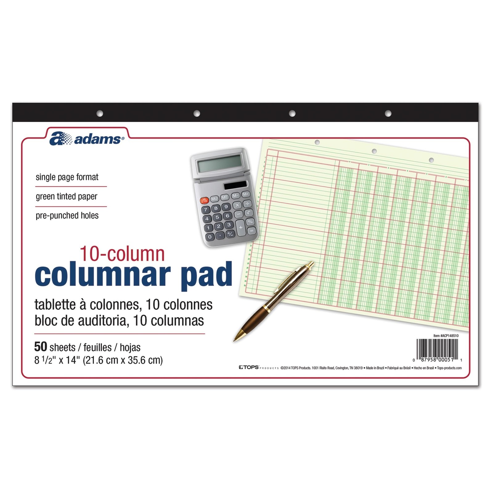 BRANDS INC. – Columnar Analysis Pad, 10 Column, 8 1/2 X 11, Single Page Forma…