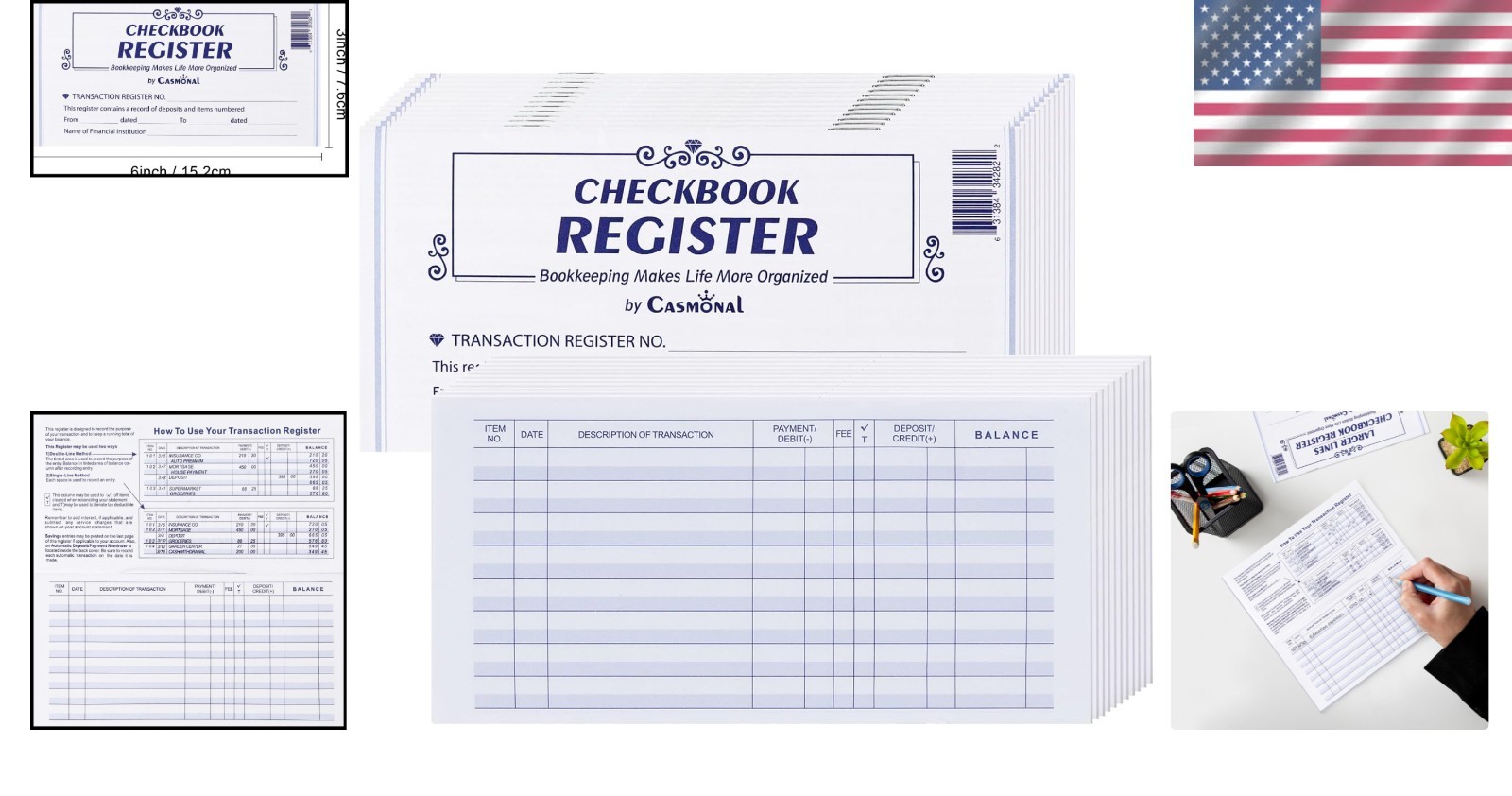 Elegant Check Registers 32 Pack with 17 Lines, Ideal for Budgeting and Tracking