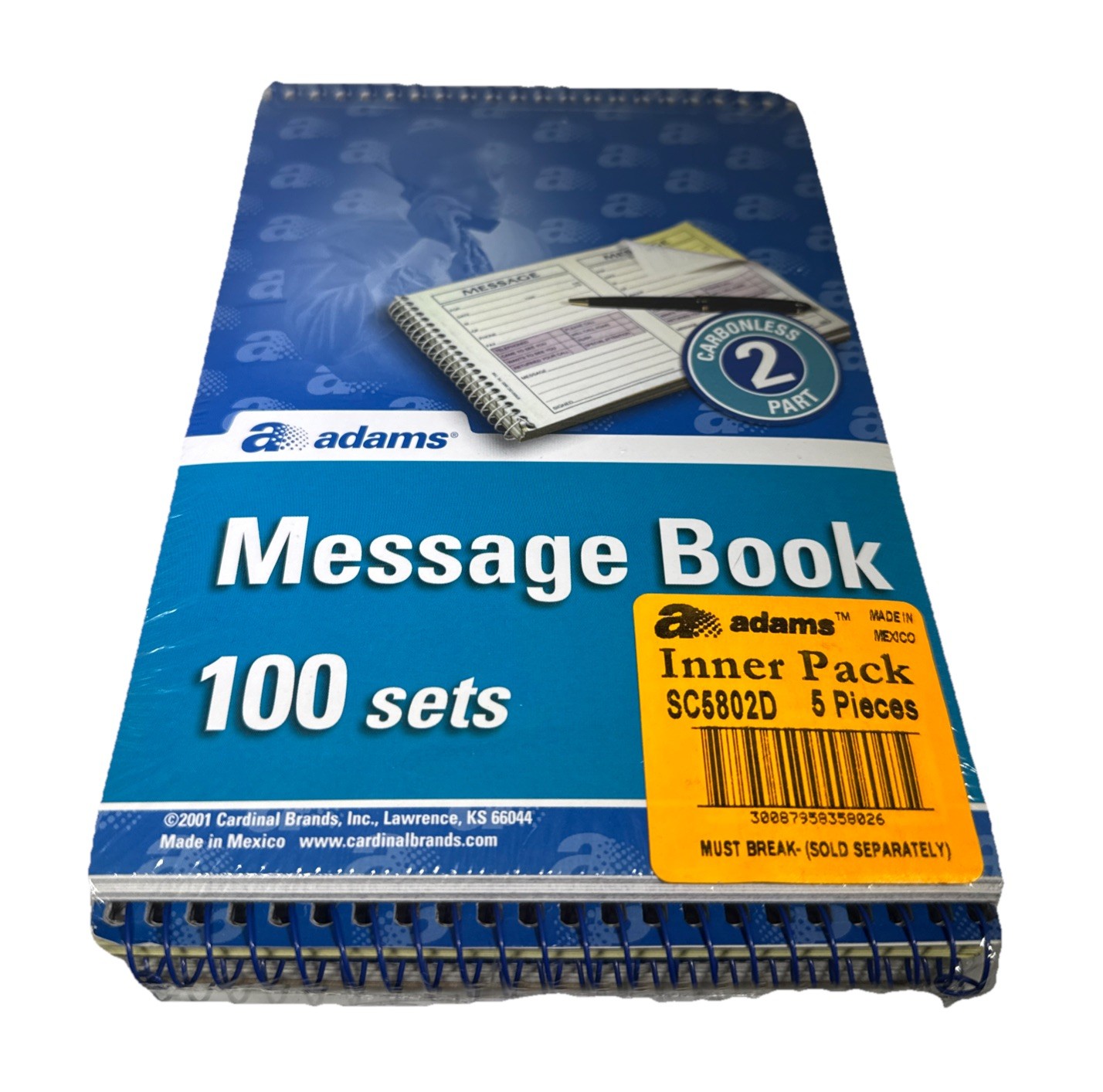 Adams Wirebound Telephone Message Book 2-Part Carbonless 5 Pack SC5802D