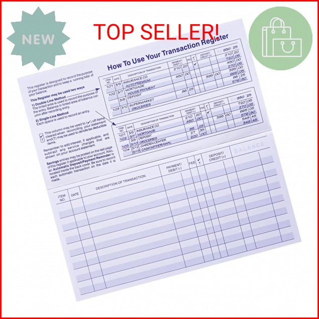 24 PCS Check Registers for Personal Checkbook, Easy to Read Checkbook Register