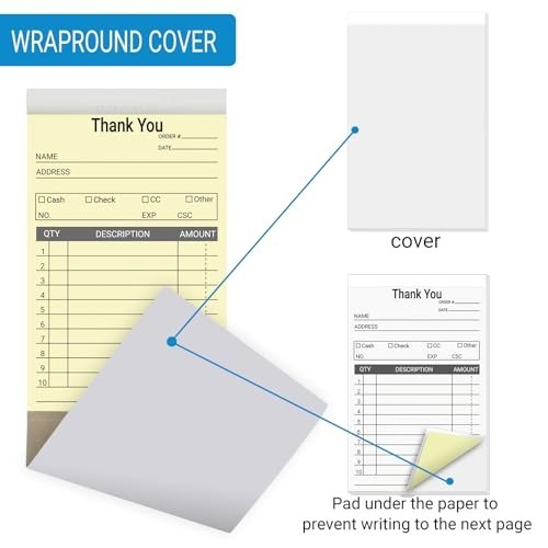 12 Pack Carbonless Receipt Books for Small Business, 3.5×5.5 Inch, 600 Sets