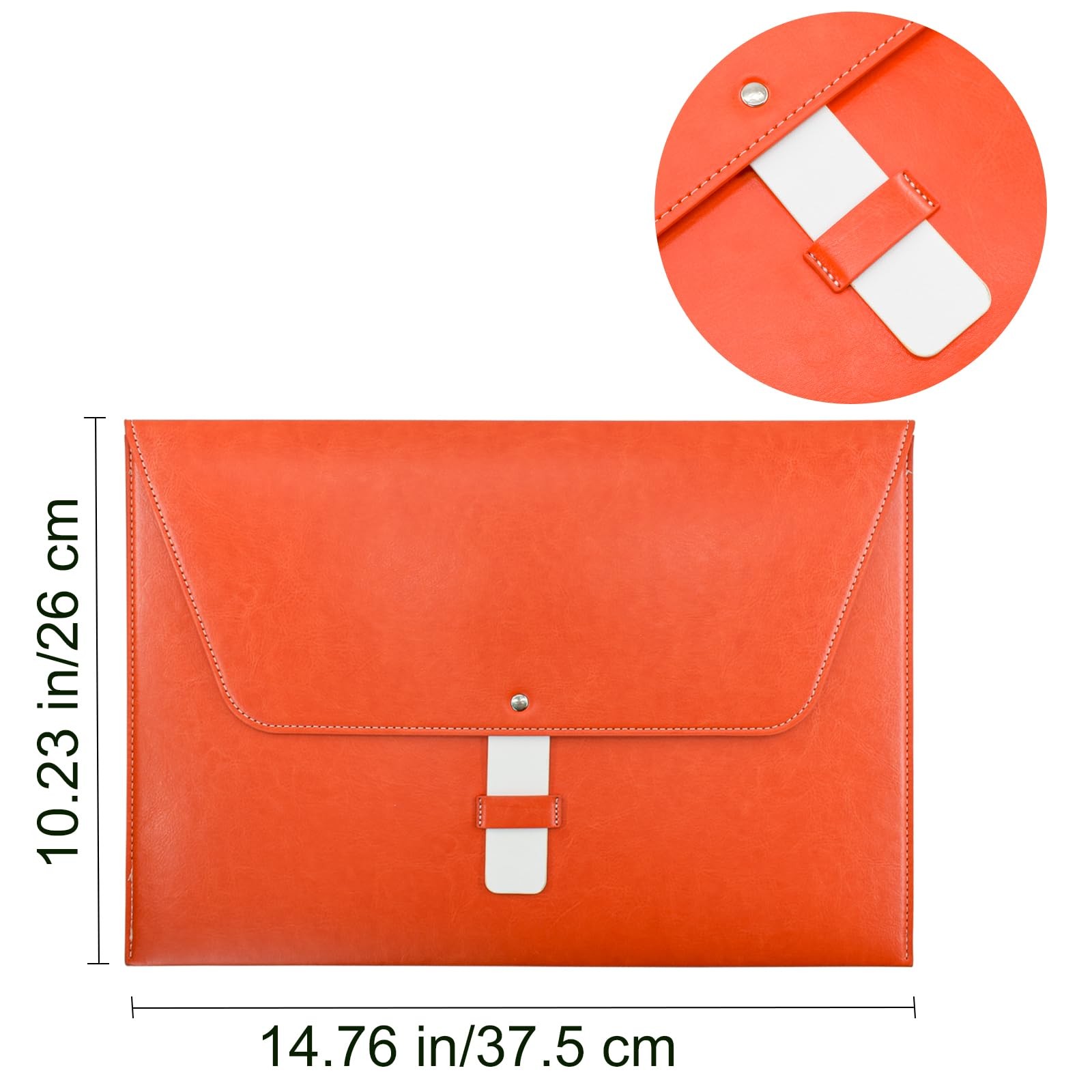 VANRA PU Leather File Folder Document Holder for A4 Letter Size Paper, Orange