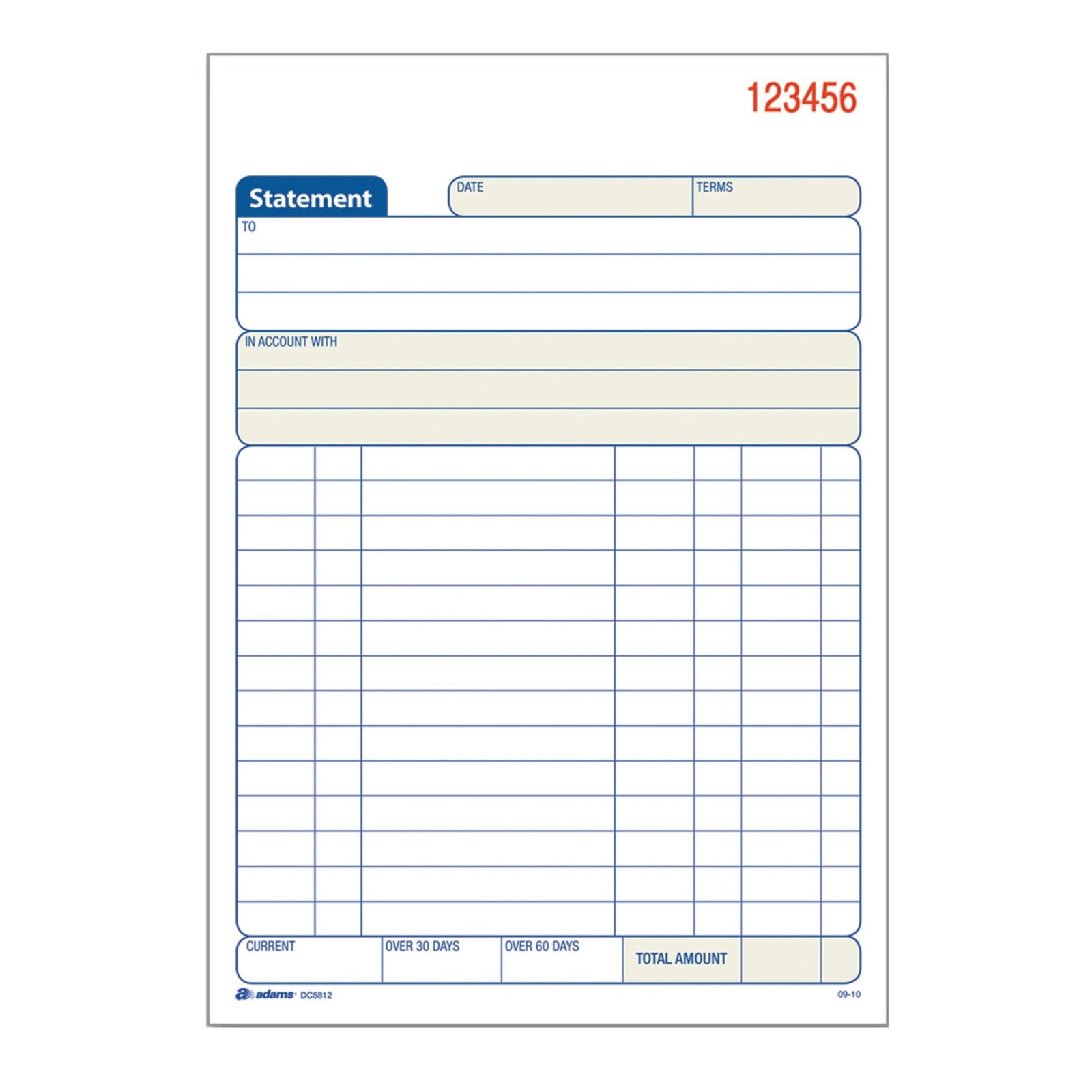 Tops Adams Statement Book, 2-Part Carbonless, White/canary, 5-9/16 X 8