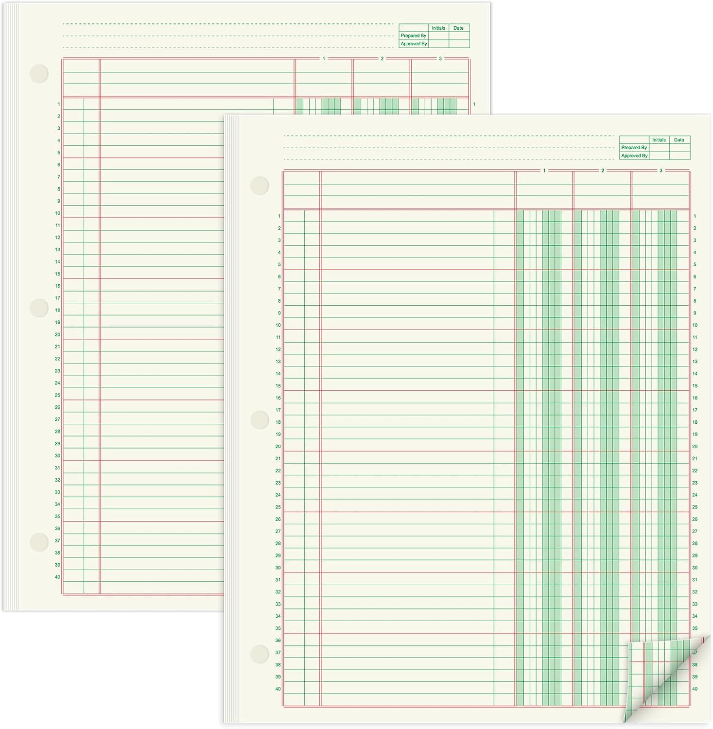 2 Pads 100 Sheets Columnar Analysis Pad 3 Column Ledger 3 Hole Punch Accounting