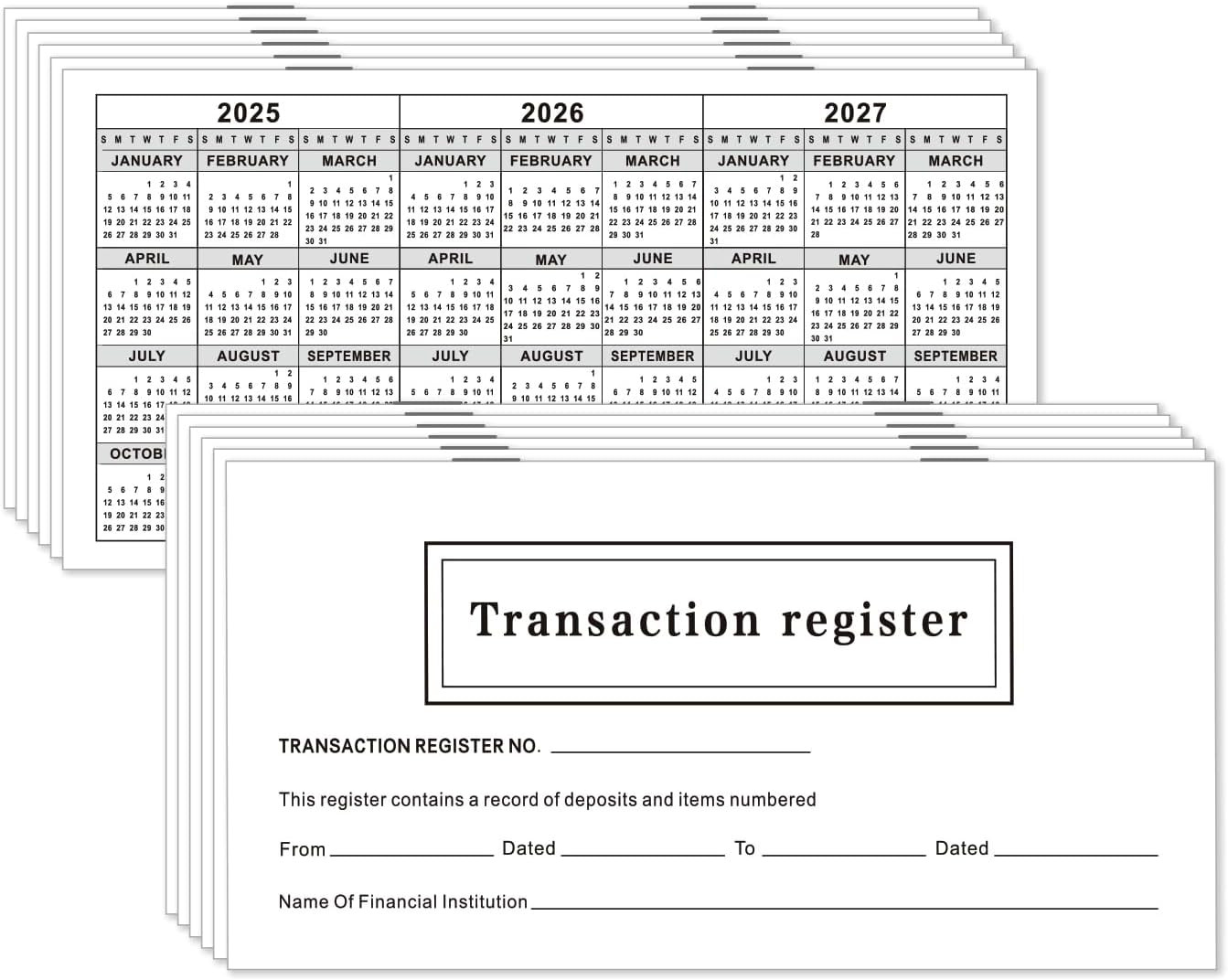 12 – Pack 6�3 Check Registers for Personal Checkbook – Blank Ledger Transacti…