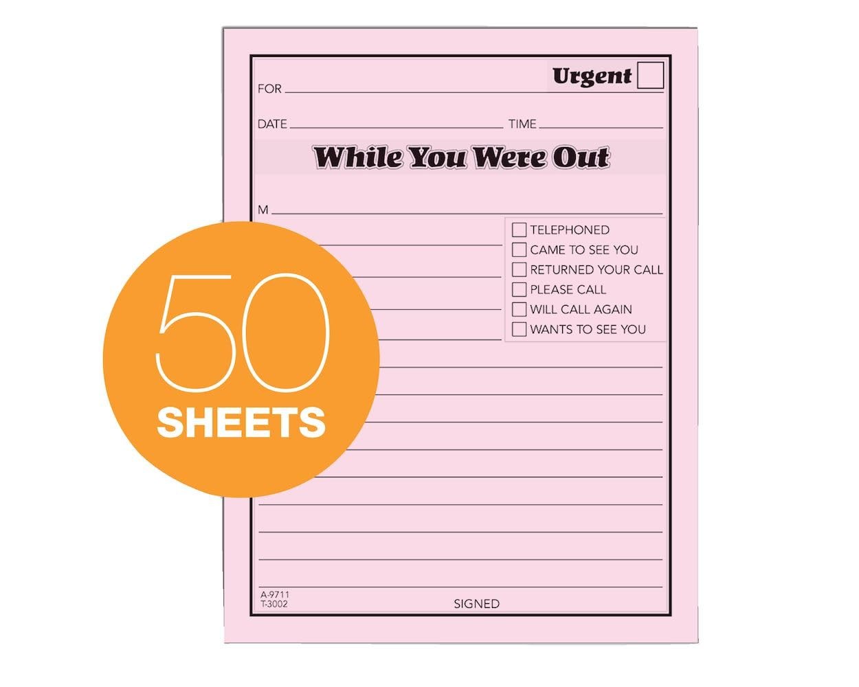 TOPS While You Were Out One-Sided Note Pads, 4.25 4-1/4 x 5-1/2 Inches, Pink