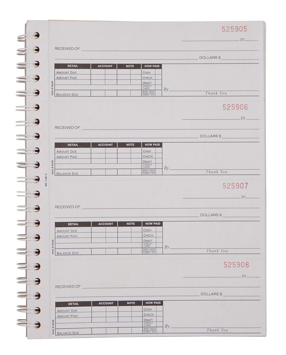SSWBasics 3Part Cash Receipt Book Receipts for Payments (Book of 200)