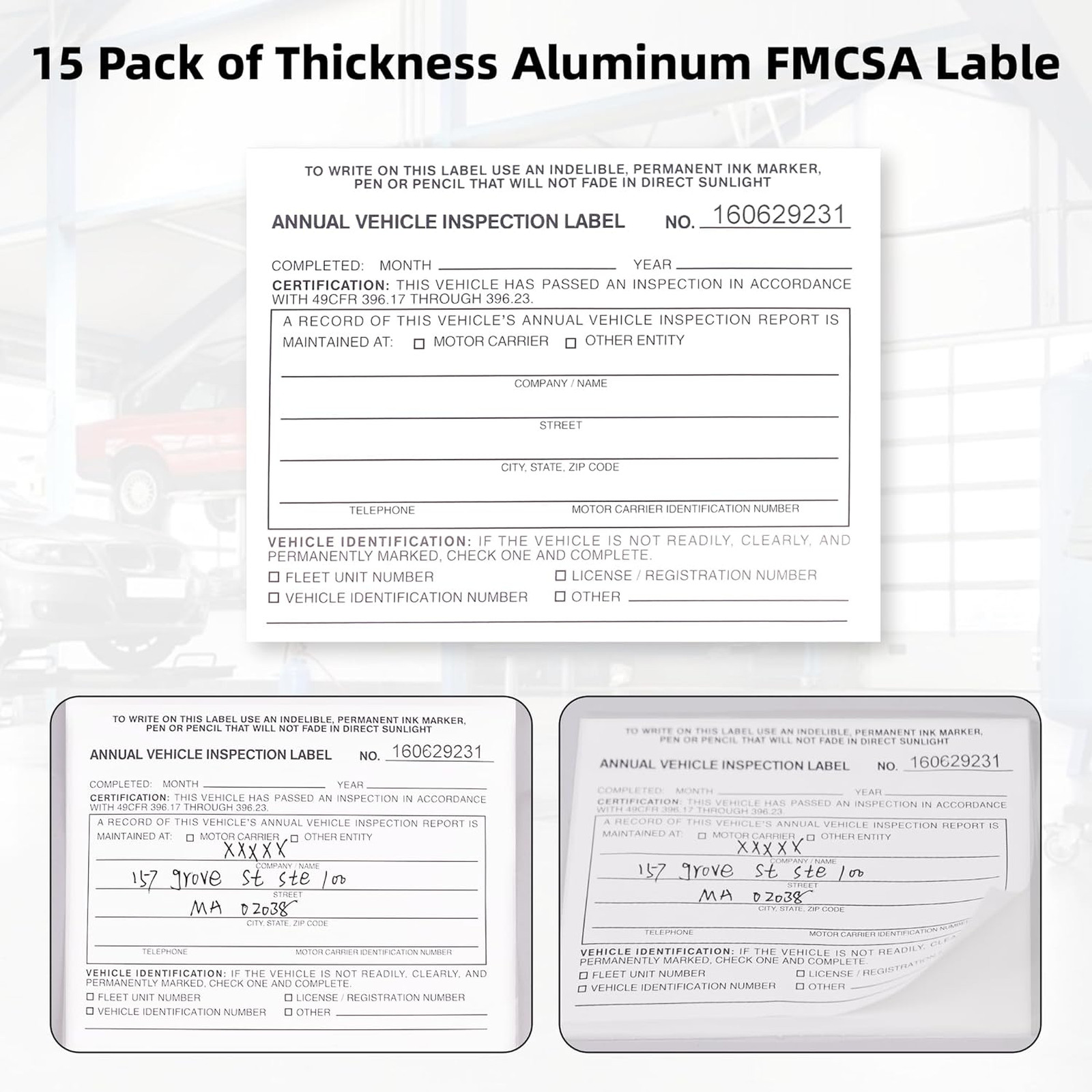 15-Pack Vehicle Inspection Report Forms Carbonless 3-Ply Hardboard Labels FMCSA